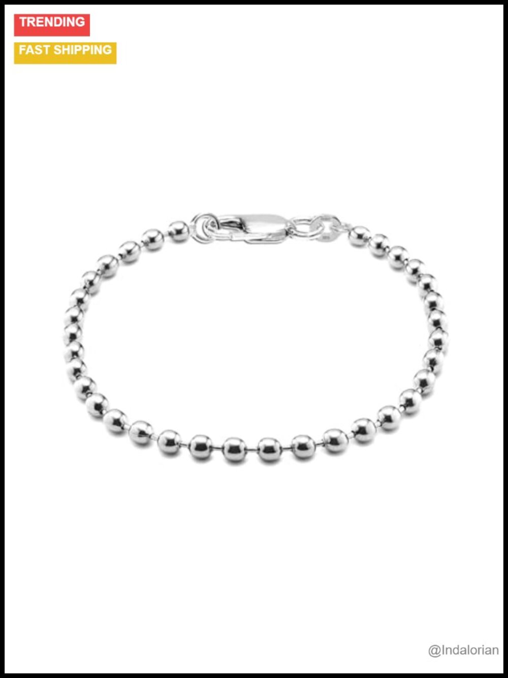 Sterling Silver Handcrafted Round Bead Ball Chain Bracelet